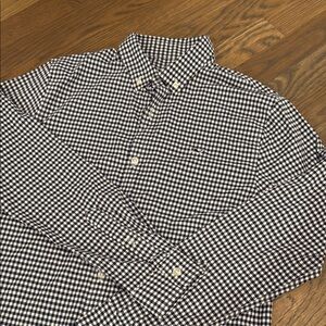 Boys performance button down Shirt navy and white gingham